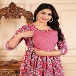 Women Floral Print Cotton Blend Anarkali Kurta