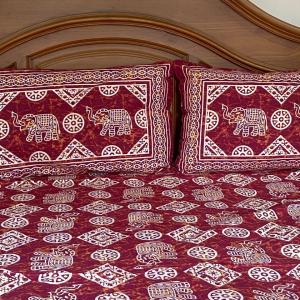 Rajasthani Printed Double Bed sheet set with two pillows