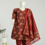 Cotton Angrakha Gown Pant Dupatta Set