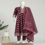 Cotton Anarkali Kurti Pant Dupatta Set