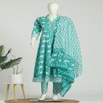 Cotton Anarkali Kurti Pant Dupatta Set