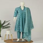 Cotton Anarkali Kurti Pant Dupatta Set