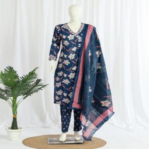 Cotton Angrakha Kurti Pant Dupatta Set