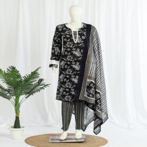 Cotton Kurti Pant Dupatta Set