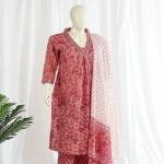 Cotton Kurti Pant Dupatta Set