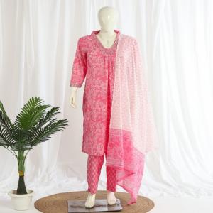 Cotton Kurti Pant Dupatta Set