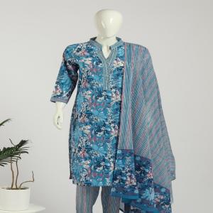 Cotton Kurti Pant Dupatta Set