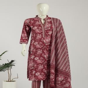 Cotton Kurti Pant Dupatta Set