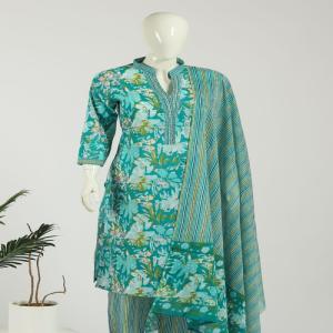 Cotton Kurti Pant Dupatta Set