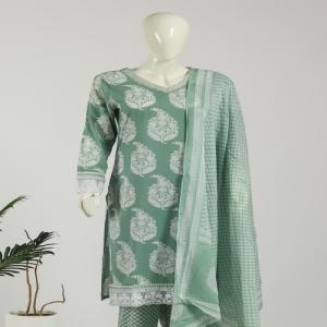 Cotton Kurti Pant Dupatta Set