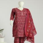 Cotton Kurti Pant Dupatta Set