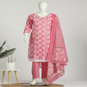 Cotton Kurti Pant Dupatta Set