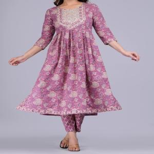 Cotton Nayra Kurti Pant Dupatta Set