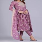 Cotton Nayra Kurti Pant Dupatta Set