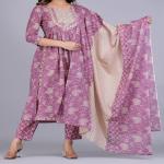 Cotton Nayra Kurti Pant Dupatta Set